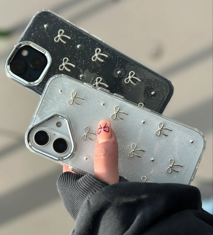 • NEWEST TRANSPARENT BOW SHIMMERY CASE •