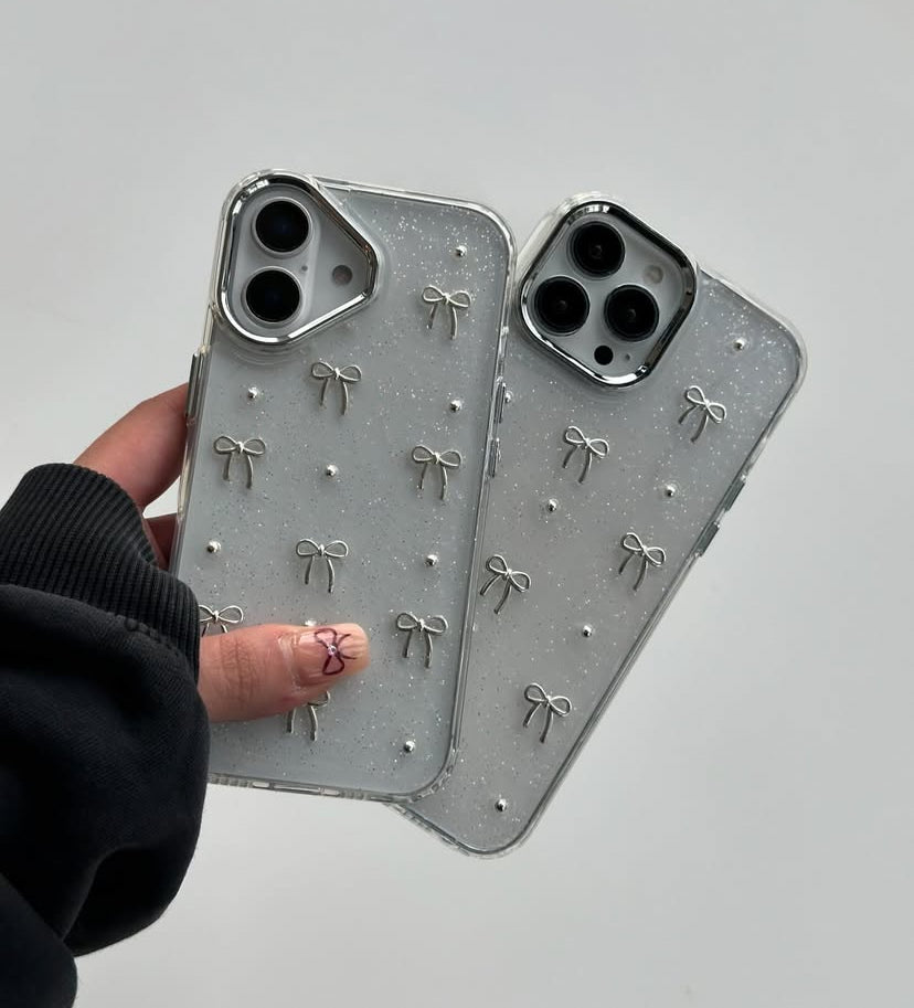 • NEWEST TRANSPARENT BOW SHIMMERY CASE •