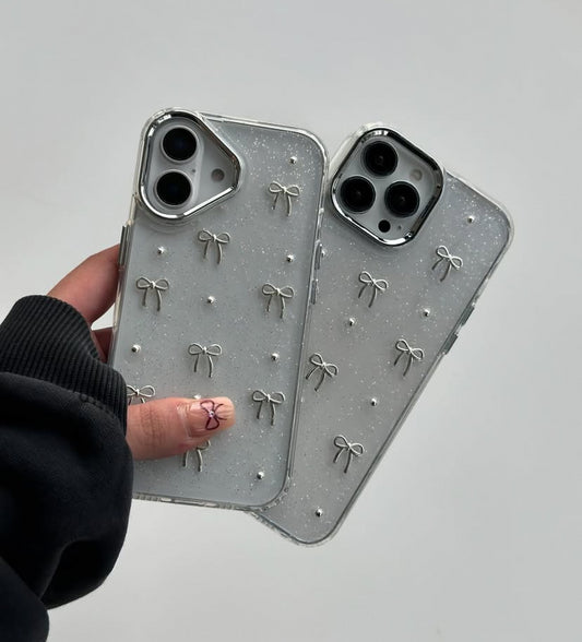 • NEWEST TRANSPARENT BOW SHIMMERY CASE •