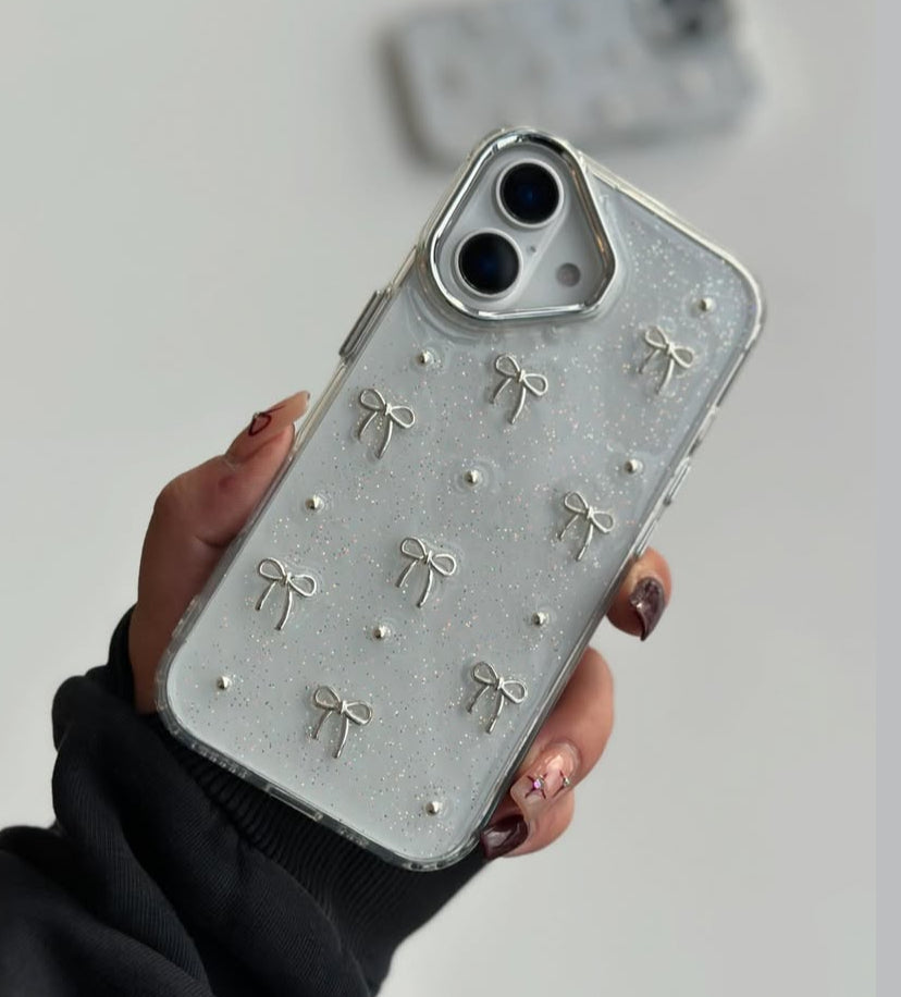 • NEWEST TRANSPARENT BOW SHIMMERY CASE •