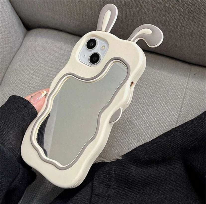 • NEWEST EAR RABBIT MIRROR CASE •