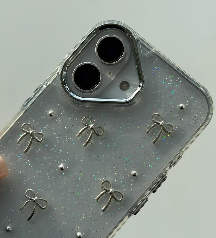 • NEWEST TRANSPARENT BOW SHIMMERY CASE •