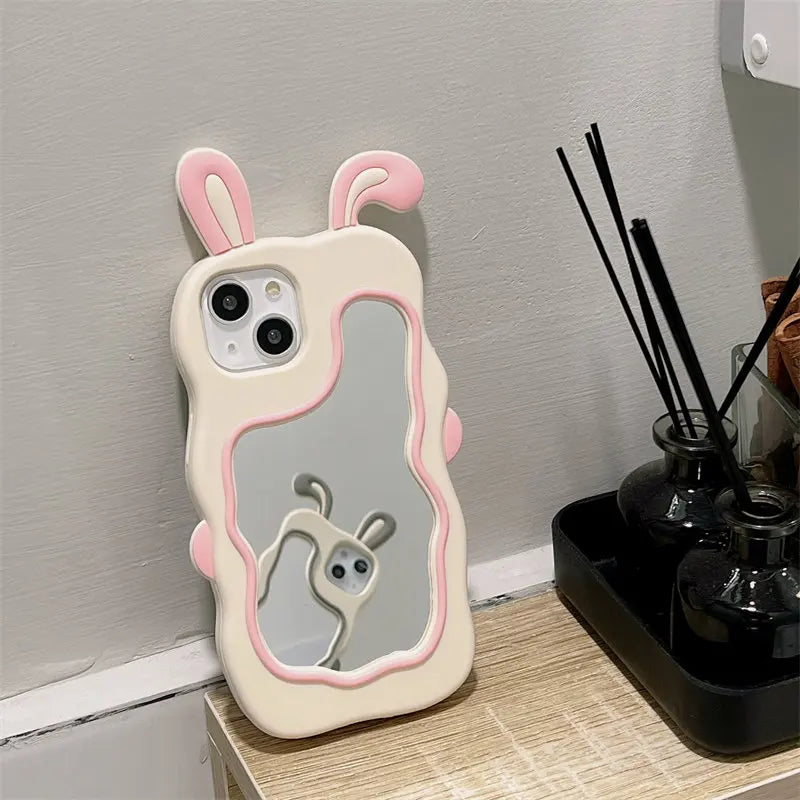 • NEWEST EAR RABBIT MIRROR CASE •