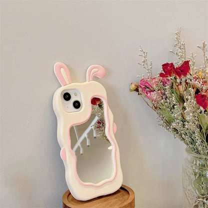 • NEWEST EAR RABBIT MIRROR CASE •