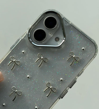 • NEWEST TRANSPARENT BOW SHIMMERY CASE •