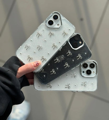 • NEWEST TRANSPARENT BOW SHIMMERY CASE •