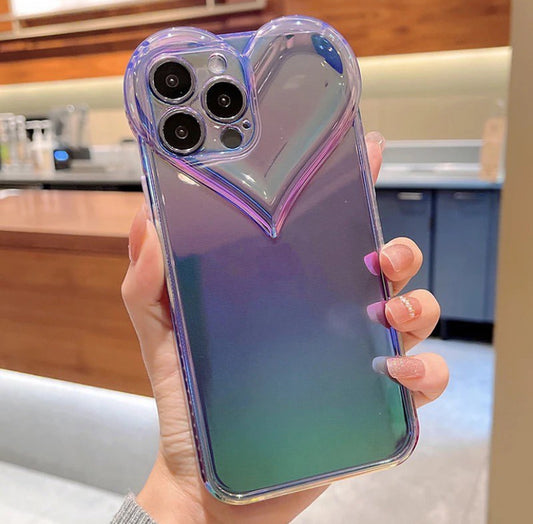 • NEWEST HEART HOLOGRAPHIC CASE •