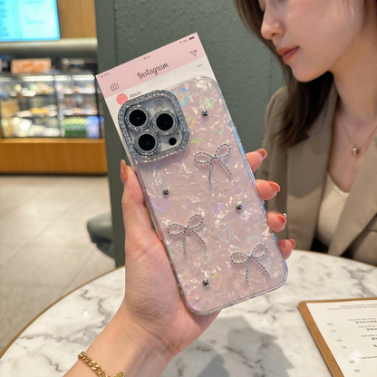Glimmering Ribbon Stone Case with Phone Charm