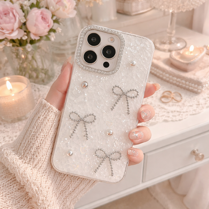 Glimmering Ribbon Stone Case with Phone Charm