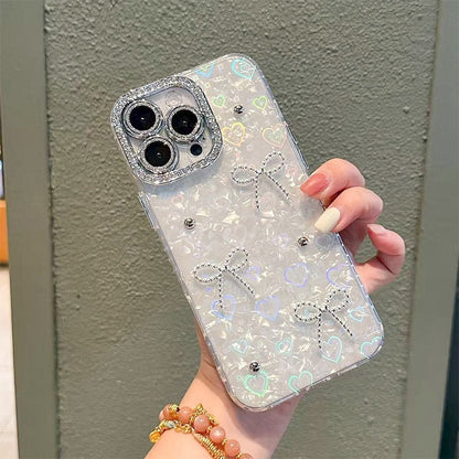 Glimmering Ribbon Stone Case with Phone Charm