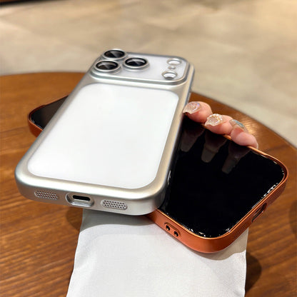 Luxury Frosted Translucent PC Phone Case Plating Frame Lens Film Protection Anti-fall Phone Cover
